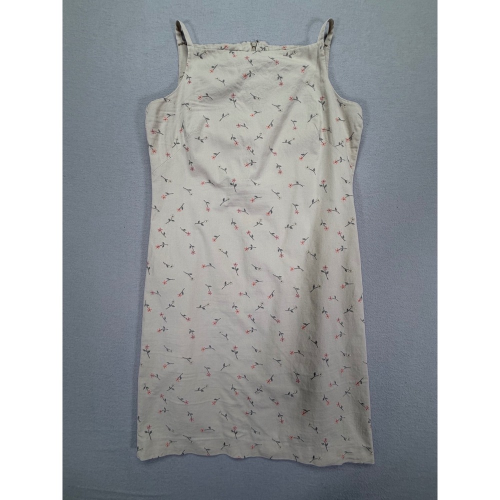 Brooks Brothers Floral Embroidered Cotton Sheath Dress Beige Pink 10 - Picture 2 of 10